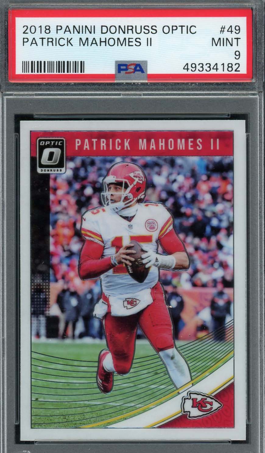 Patrick Mahomes II 2018 Panini Donruss Optic Football Card #49 Graded PSA 9-Powers Sports Memorabilia