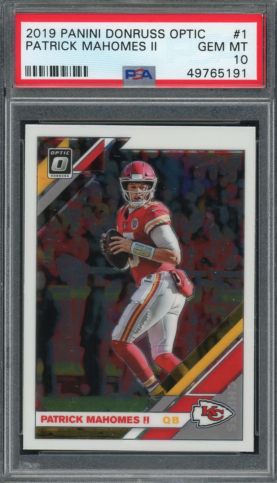 Patrick Mahomes 2019 Panini Donruss Optic Football Card #1 Graded PSA 10-Powers Sports Memorabilia