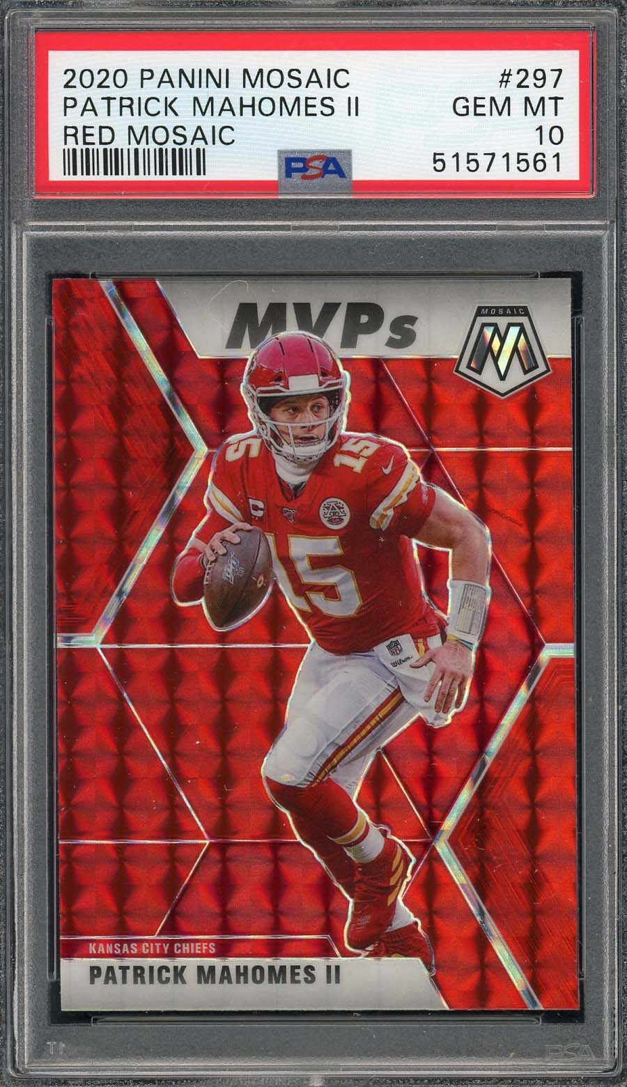 Patrick Mahomes 2020 Panini Mosaic Red Prizm Football Card #297 Graded PSA 10-Powers Sports Memorabilia
