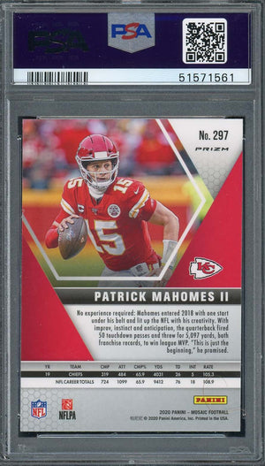 Patrick Mahomes 2020 Panini Mosaic Red Prizm Football Card #297 Graded PSA 10-Powers Sports Memorabilia