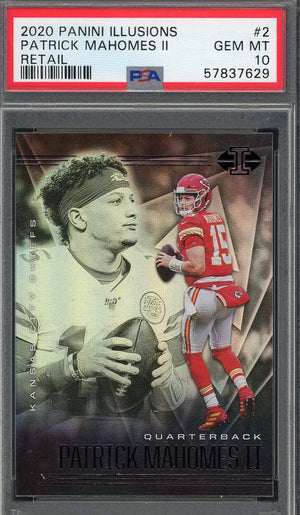 Patrick Mahomes 2020 Panini Illusions Retail Football Card #2 Graded PSA 10-Powers Sports Memorabilia