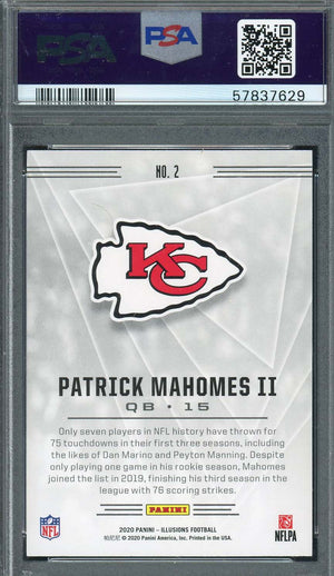 Patrick Mahomes 2020 Panini Illusions Retail Football Card #2 Graded PSA 10-Powers Sports Memorabilia