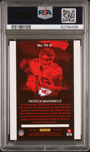 Patrick Mahomes 2022 Rookies & Stars Thrillers Red Plaid Card #TH2 Graded PSA 10-Powers Sports Memorabilia