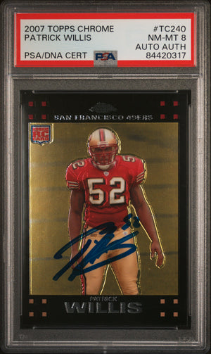 Patrick Willis 2007 Topps Chrome Football Rookie Card #TC240 Auto Graded PSA 8-Powers Sports Memorabilia