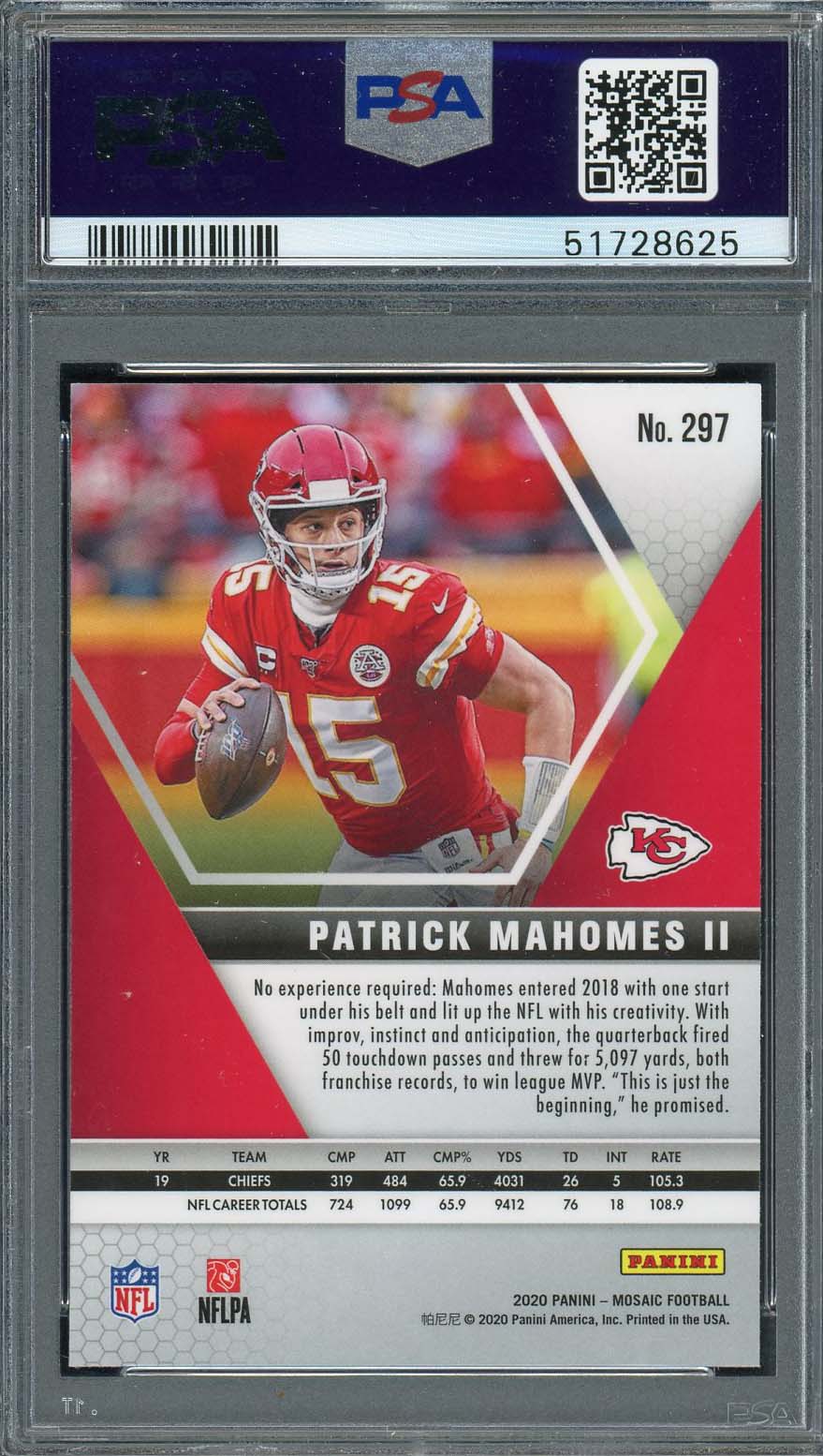 Patrick Mahomes 2020 Panini Mosaic Football Card #297 Graded PSA 10-Powers Sports Memorabilia