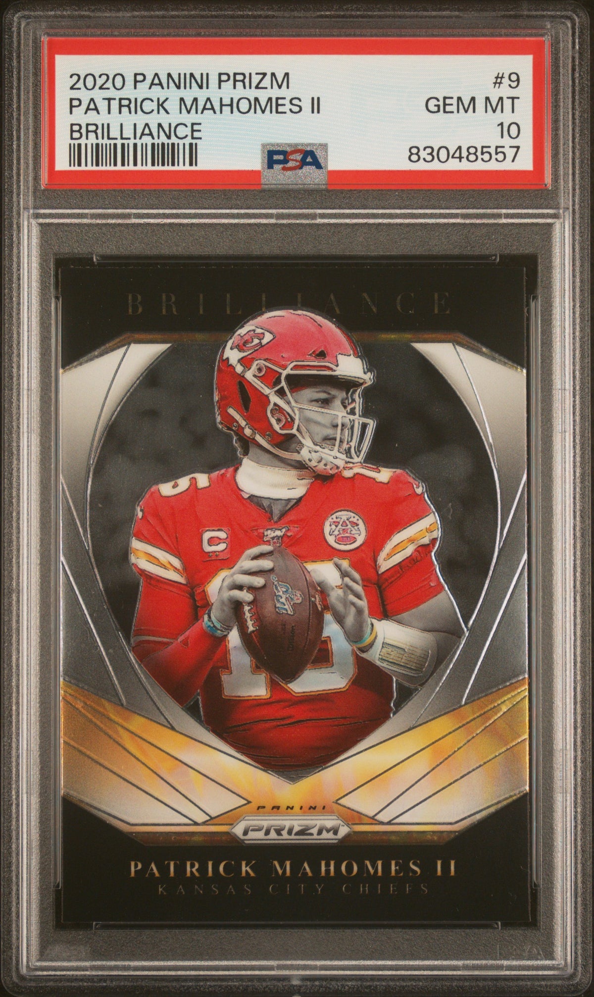 Patrick Mahomes 2020 Panini Prizm Brillance Football Card #9 Graded PSA 10
