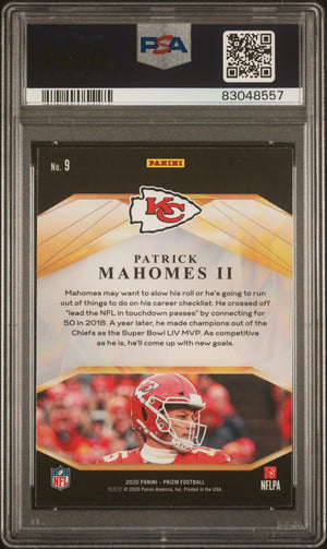 Patrick Mahomes 2020 Panini Prizm Brillance Football Card #9 Graded PSA 10
