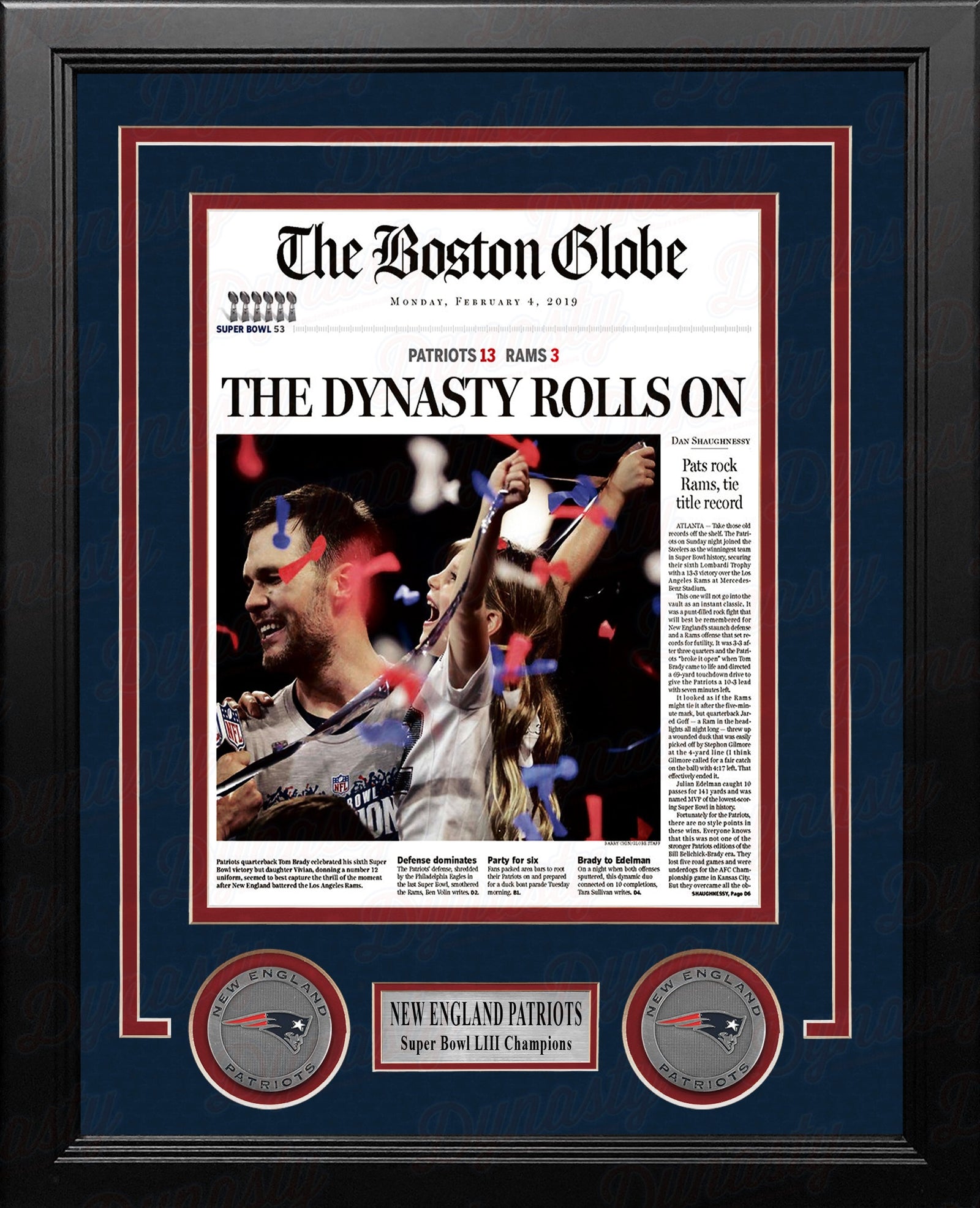 New England Patriots Super Bowl LIII Champions Framed Boston Globe Photo-Powers Sports Memorabilia
