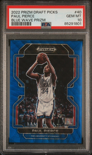 Paul Pierce 2022 Panini Prizm Blue Wave Basketball Card 40 Graded PSA 10 133/249-Powers Sports Memorabilia