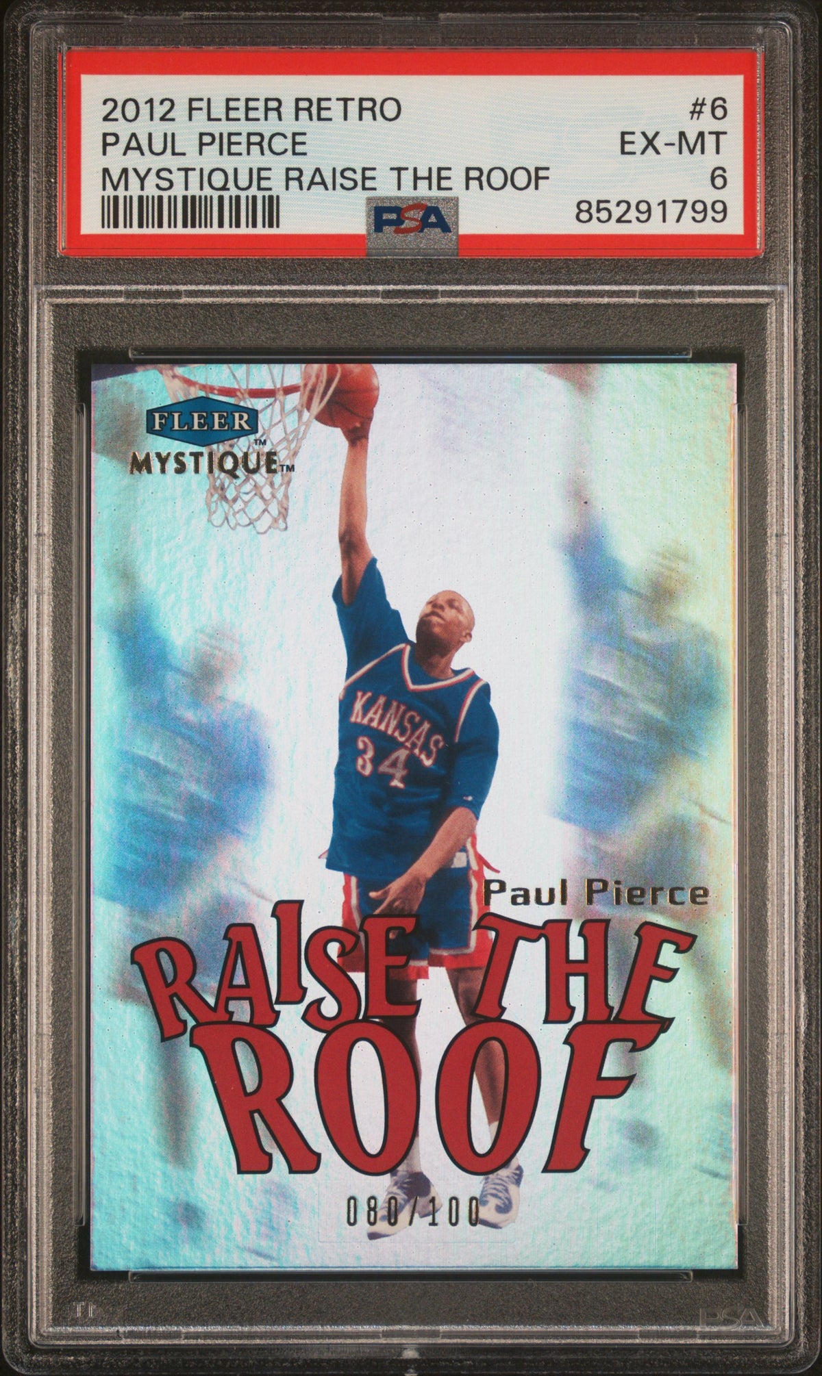Paul Pierce 2012 Fleer Retro Mystique Raise the Roof Card #6 Graded PSA 6 80/100-Powers Sports Memorabilia