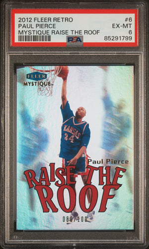 Paul Pierce 2012 Fleer Retro Mystique Raise the Roof Card #6 Graded PSA 6 80/100-Powers Sports Memorabilia