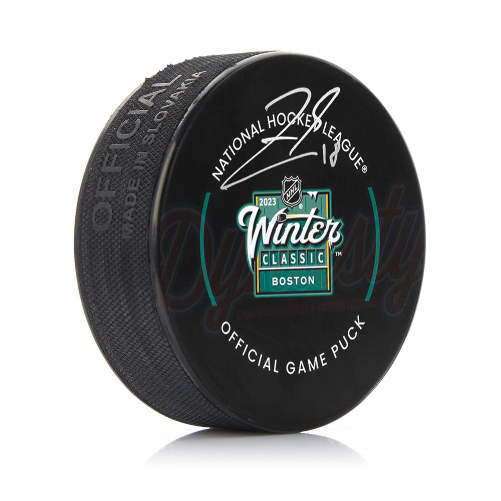 Pavel Zacha Boston Bruins Signed 2023 Winter Classic Game Model Puck
