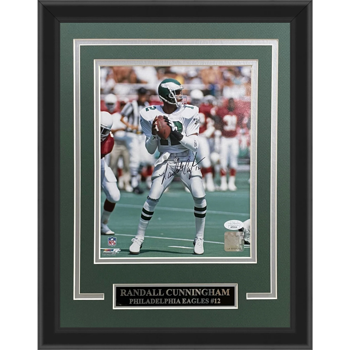 Autographed Randall Cunningham Philadelphia Eagles Deluxe Framed 8x10 Photo - JSA-Powers Sports Memorabilia