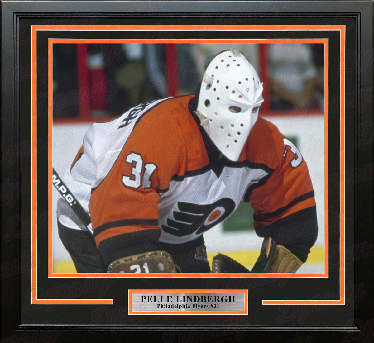 Pelle Lindbergh in Action Philadelphia Flyers Framed Hockey Display Photo-Powers Sports Memorabilia
