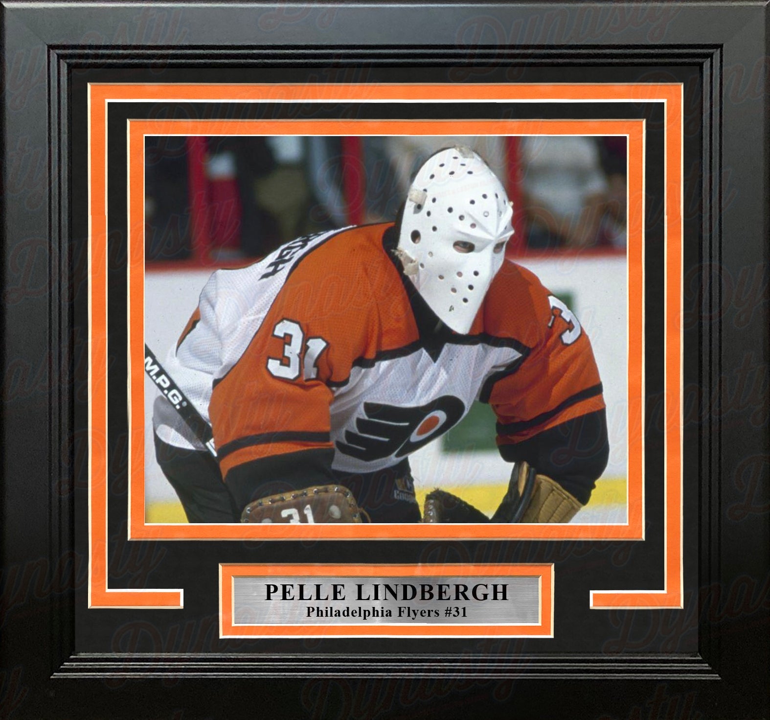 Pelle Lindbergh in Action Philadelphia Flyers Framed Hockey Display Photo-Powers Sports Memorabilia