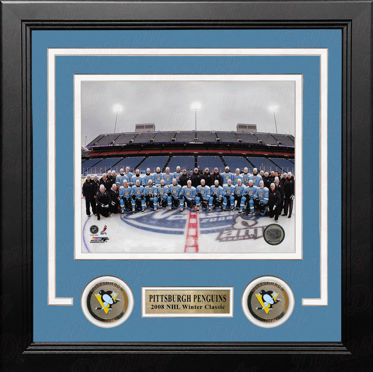 Pittsburgh Penguins 2008 Winter Classic Line-Up 8" x 10" Framed Hockey Display Photo-Powers Sports Memorabilia