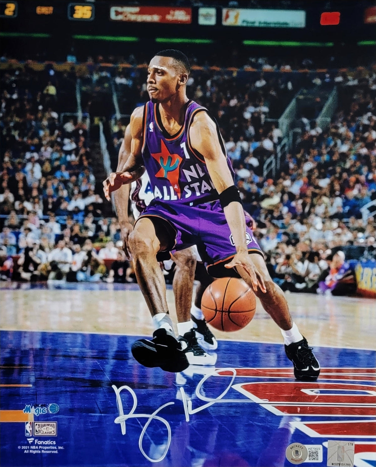 Anfernee Penny Hardaway Autographed Orlando Magic 1995 All Star Game 11x14 Photo Beckett Witnessed-Powers Sports Memorabilia