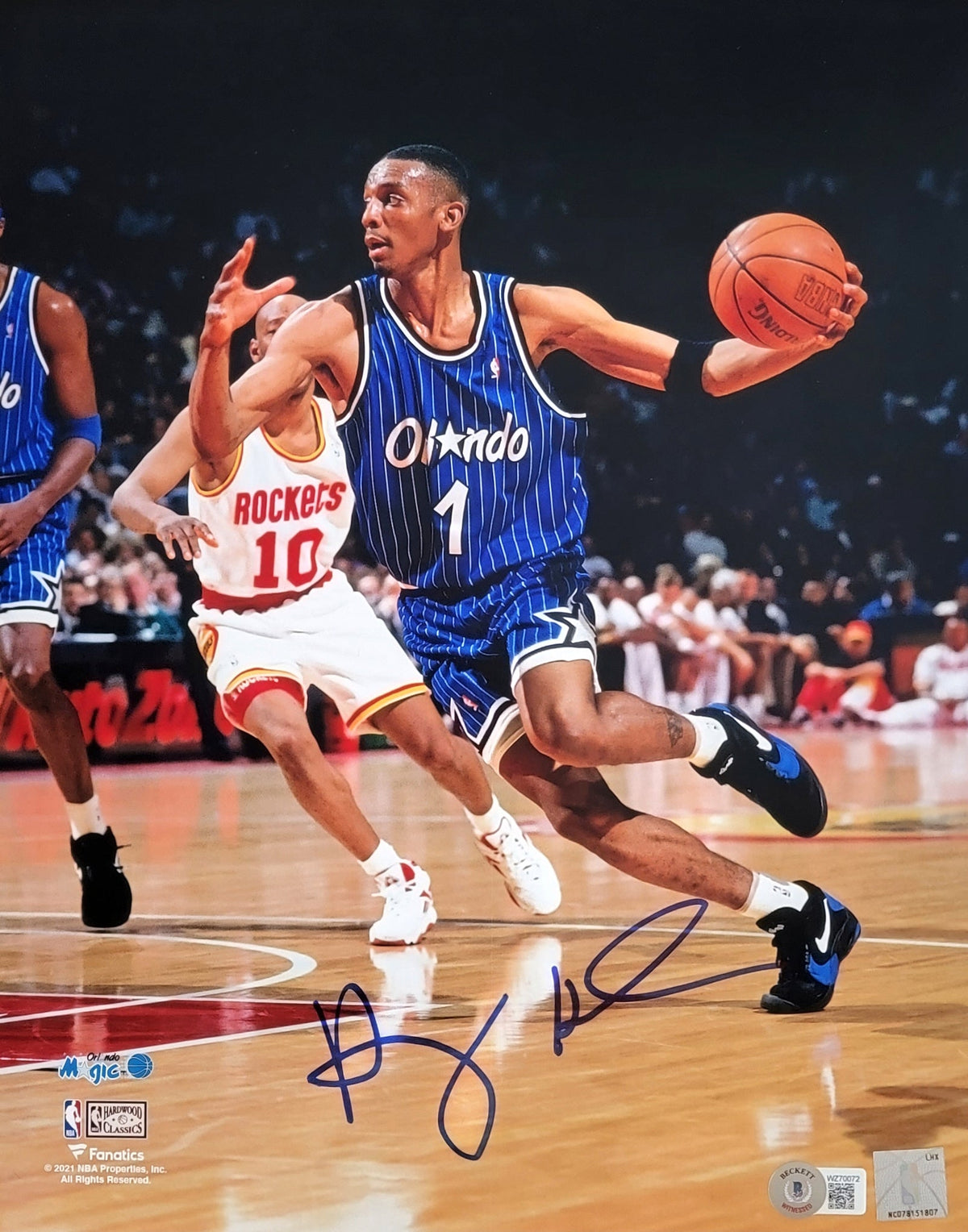 Anfernee Penny Hardaway Autographed Orlando Magic 11x14 Photo Beckett Witnessed Blue-Powers Sports Memorabilia