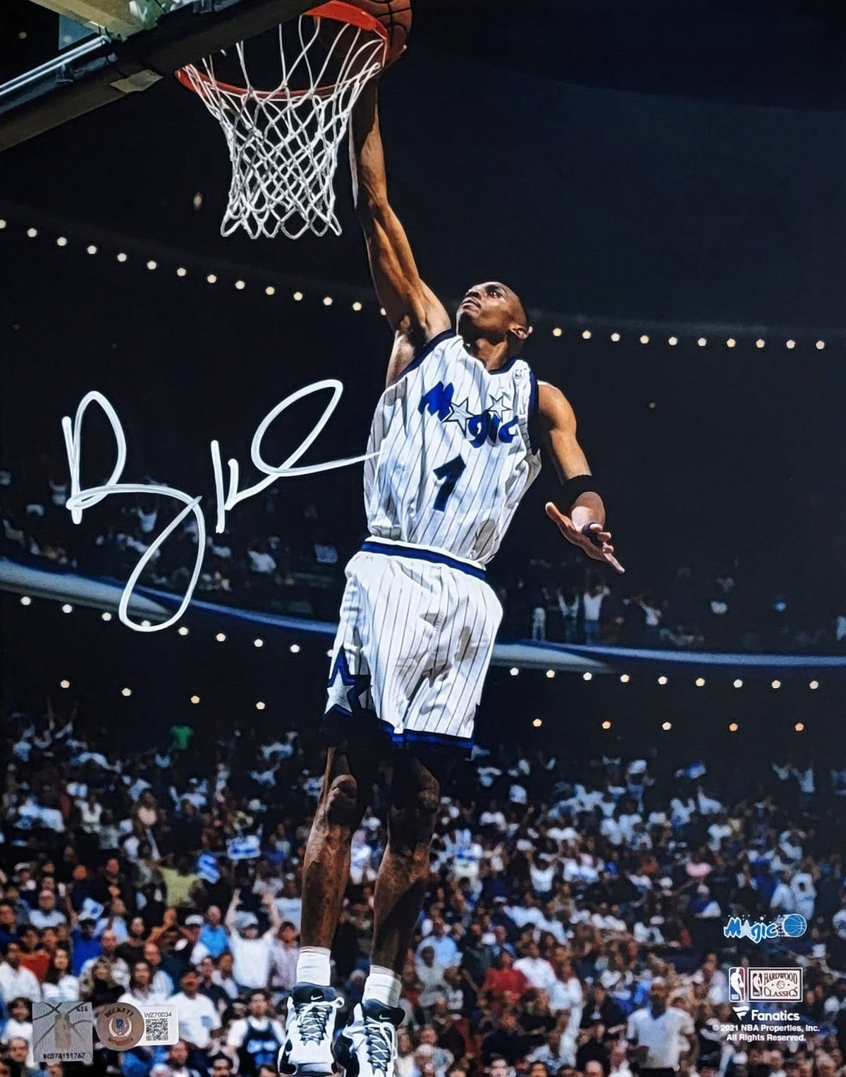 Anfernee Penny Hardaway Autographed Orlando Magic 11x14 Photo Beckett Witnessed White-Powers Sports Memorabilia