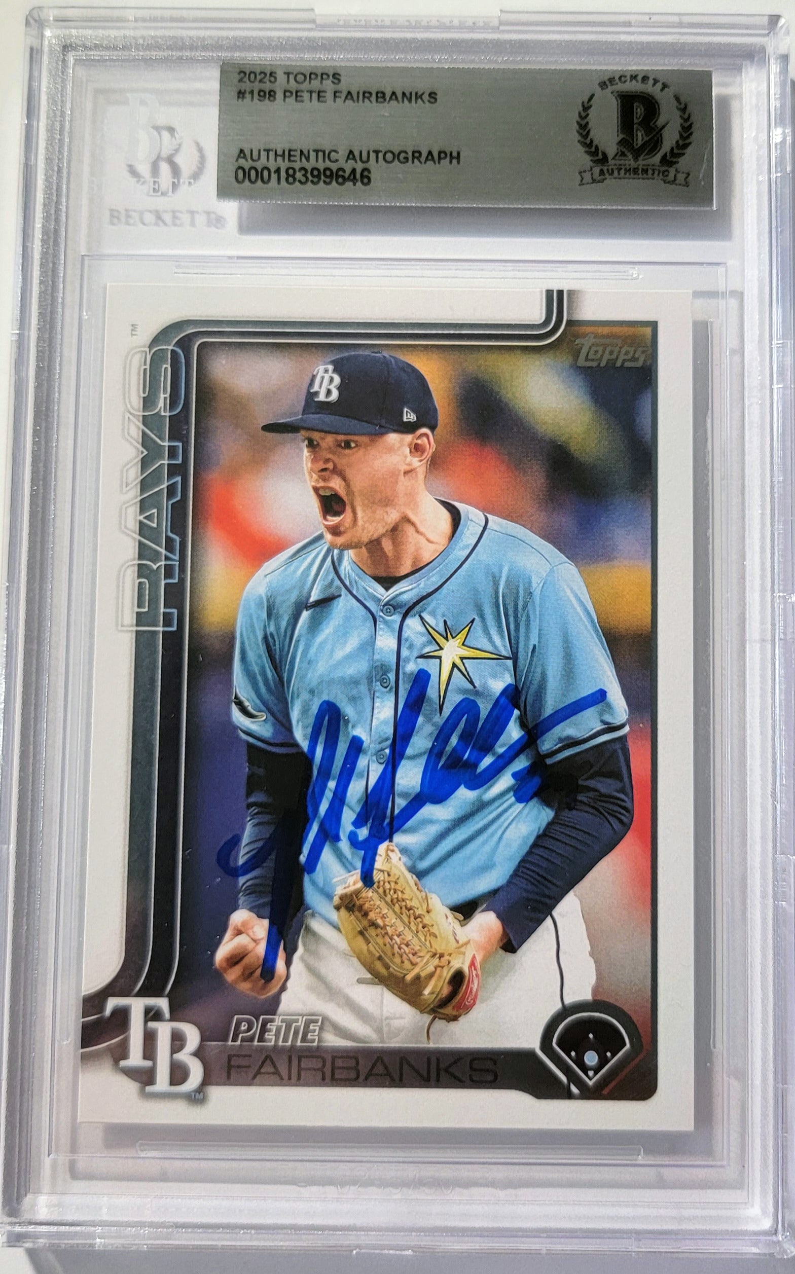 Pete Fairbanks Signed Tampa Bay Rays 2025 Topps Card #198 Beckett-Powers Sports Memorabilia