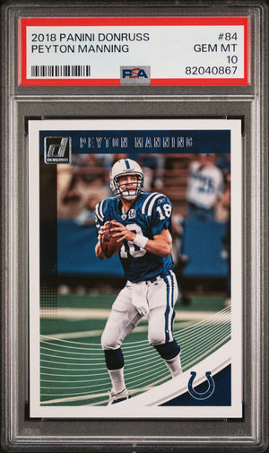 Peyton Manning 2018 Panini Donruss Football Card #84 Graded PSA 10-Powers Sports Memorabilia