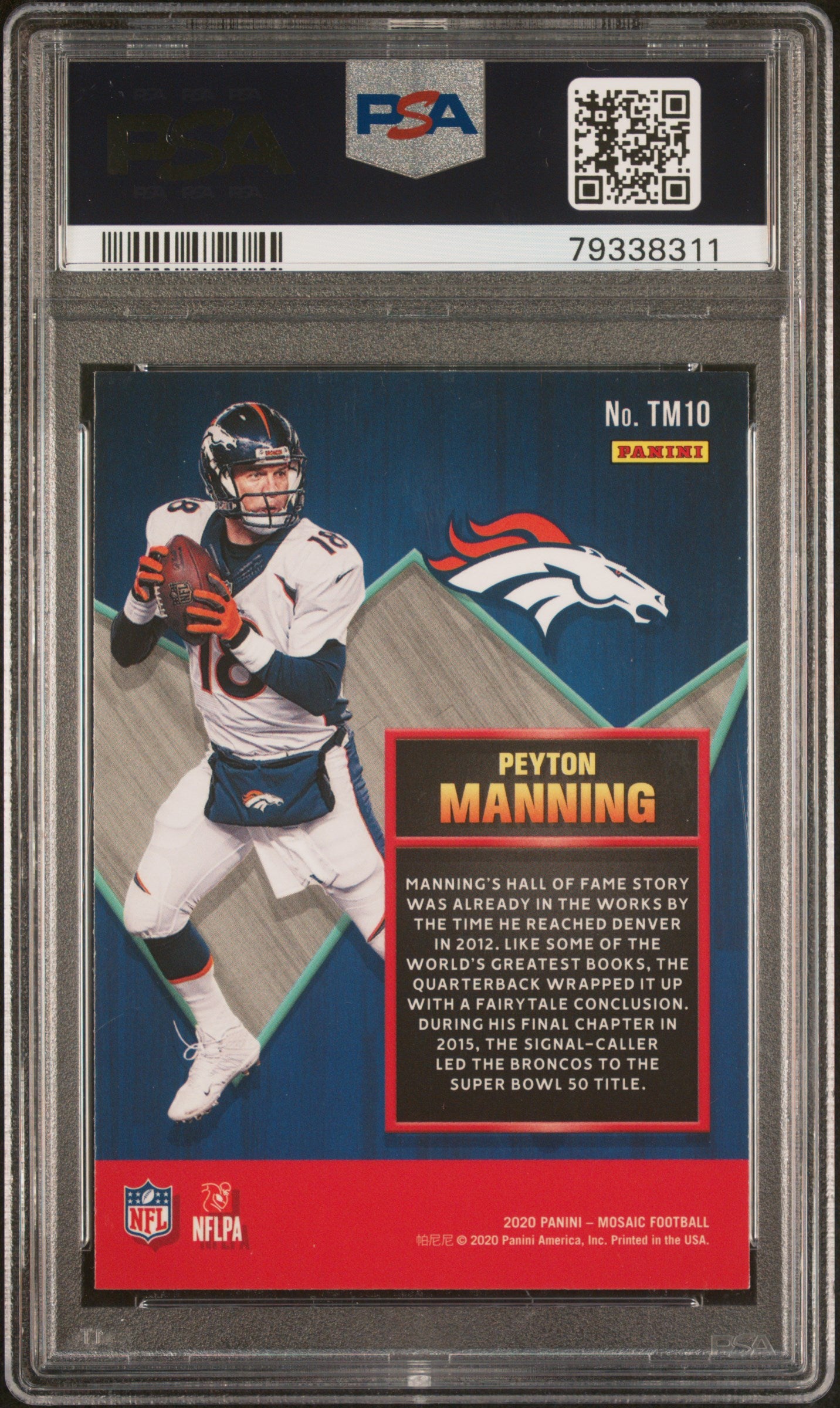 Peyton Manning 2020 Panini Mosaic Touchdown Masters Card #TM10 Graded PSA 10-Powers Sports Memorabilia