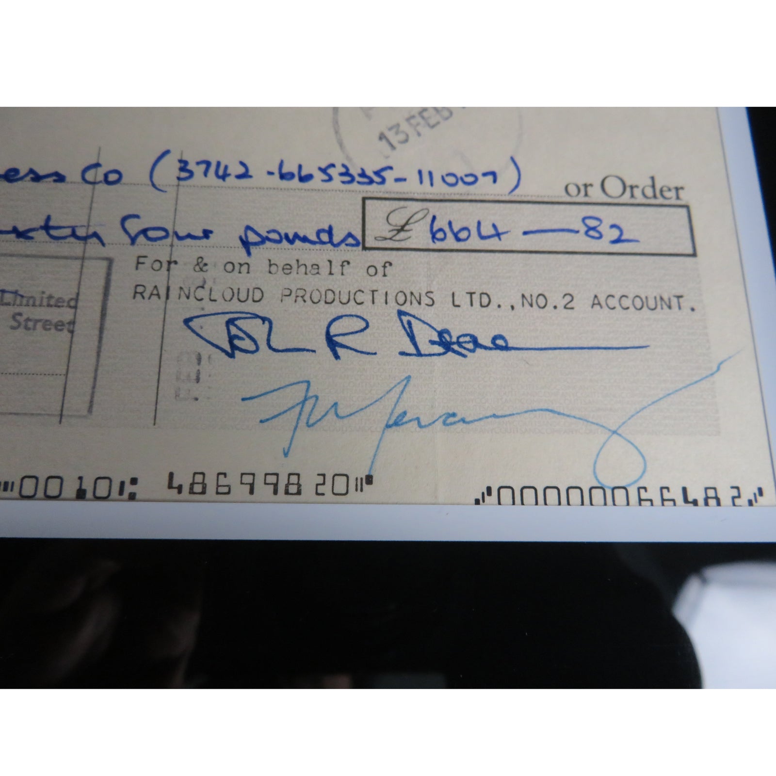 Autographed Queen Band Checks Music Display 20 by 30 Framed Piece - JSA, BAS-Powers Sports Memorabilia