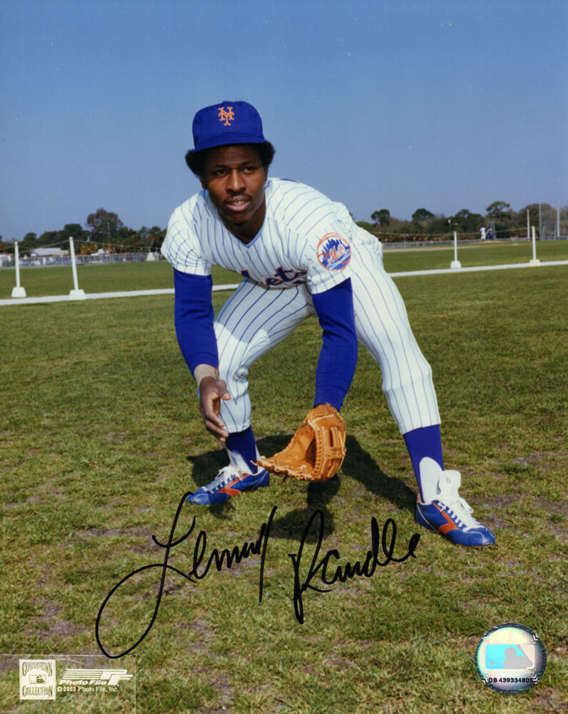 Lenny Randle Autographed New York Mets Fielding Pose 8x10 Photo-Powers Sports Memorabilia