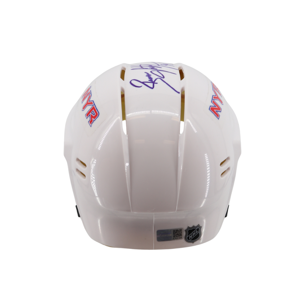 Brian Leetch/Mark Messier New York Rangers Dual Signed Inscribed White Mini Helmet-Powers Sports Memorabilia
