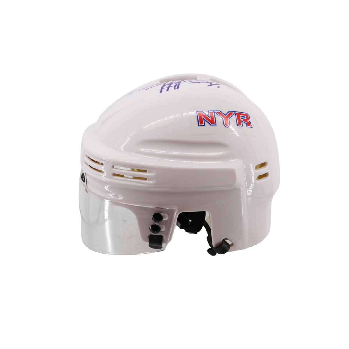 Brian Leetch/Mark Messier New York Rangers Dual Signed Inscribed White Mini Helmet-Powers Sports Memorabilia