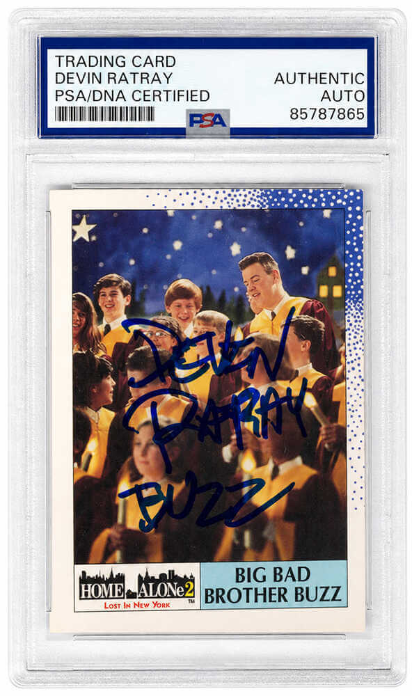 Devin Ratray Autographed 1992 Topps Home Alone 2 'Big Bad Brother Buzz' Movie Trading Card #11 - (PSA Encapsulated)-Powers Sports Memorabilia