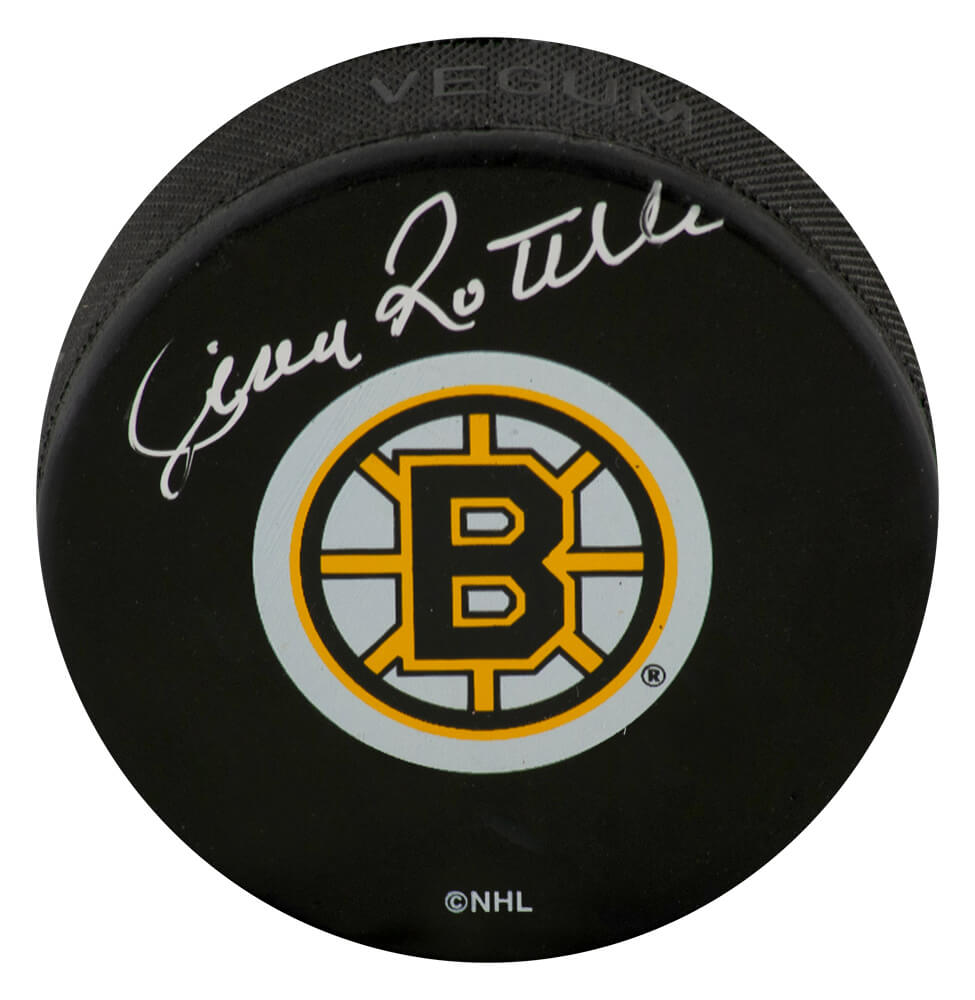 Jean Ratelle Boston Bruins Autographed Medium Logo Hockey Puck-Powers Sports Memorabilia