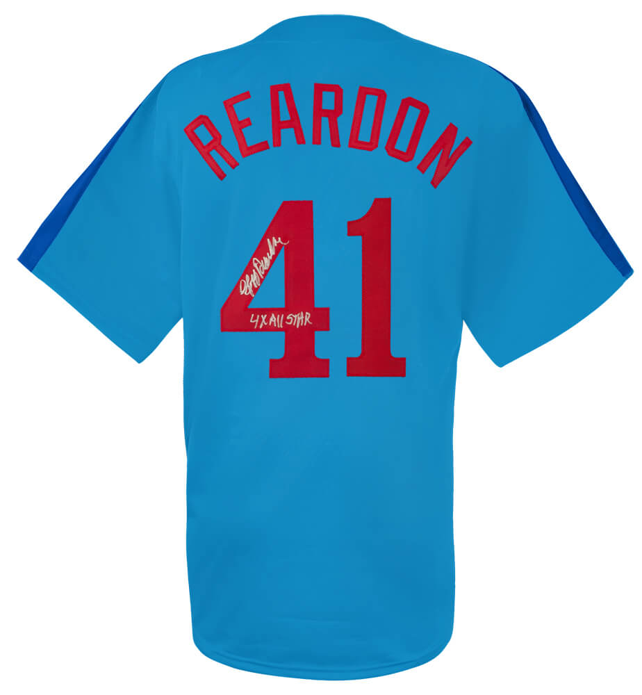 Jeff Reardon Autographed Blue Throwback Custom Baseball Jersey with 4x All Star-Powers Sports Memorabilia