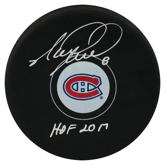Mark Recchi Autographed Montreal Canadiens Logo Hockey Puck with HOF 2017-Powers Sports Memorabilia