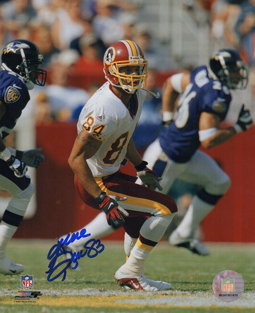 Andre Reed Autographed Washington Football Team White Jersey Action 8x10 Photo-Powers Sports Memorabilia