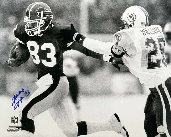 Andre Reed Autographed Buffalo Bills B&W Action vs. Dolphins 16x20 Photo-Powers Sports Memorabilia