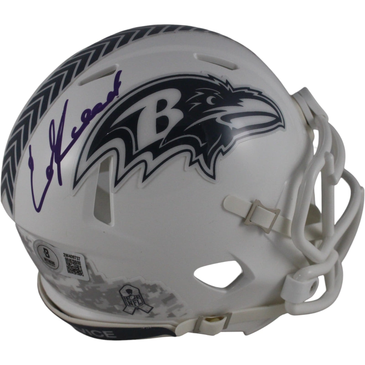 Ed Reed Signed Baltimore Ravens 24 STS Mini Helmet – Beckett Witness Authenticated-Powers Sports Memorabilia