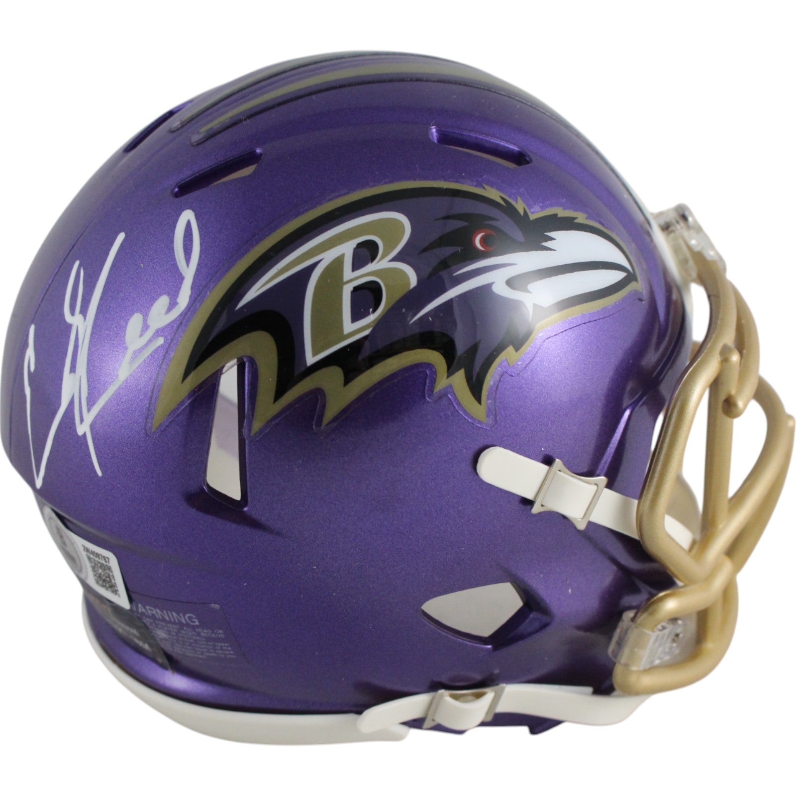Ed Reed Baltimore Ravens Flash Signed Mini Helmet Beckett Witness 49261 Beckett-Powers Sports Memorabilia