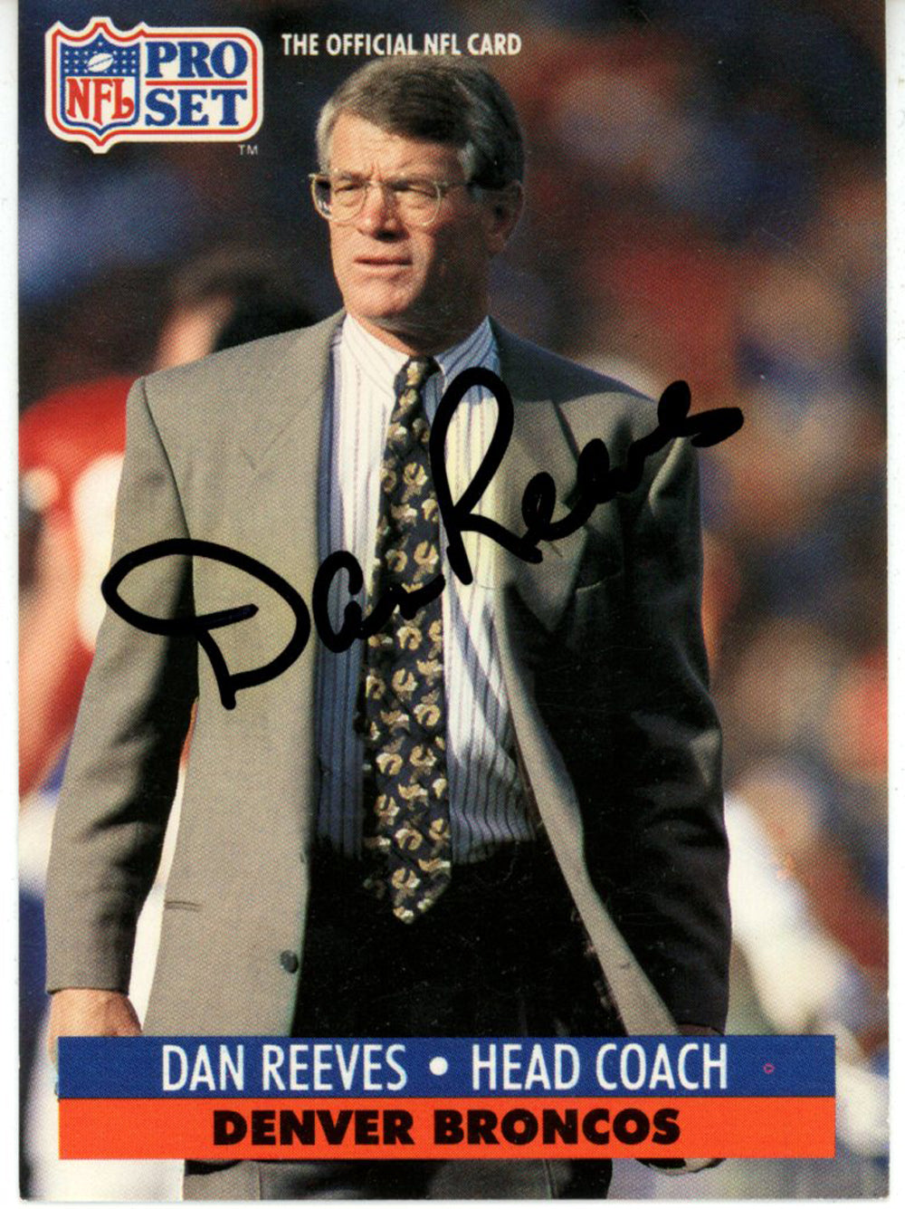 Dan Reeves Denver Broncos Signed Card - 1991 Pro Set #144 Beckett Beckett-Powers Sports Memorabilia