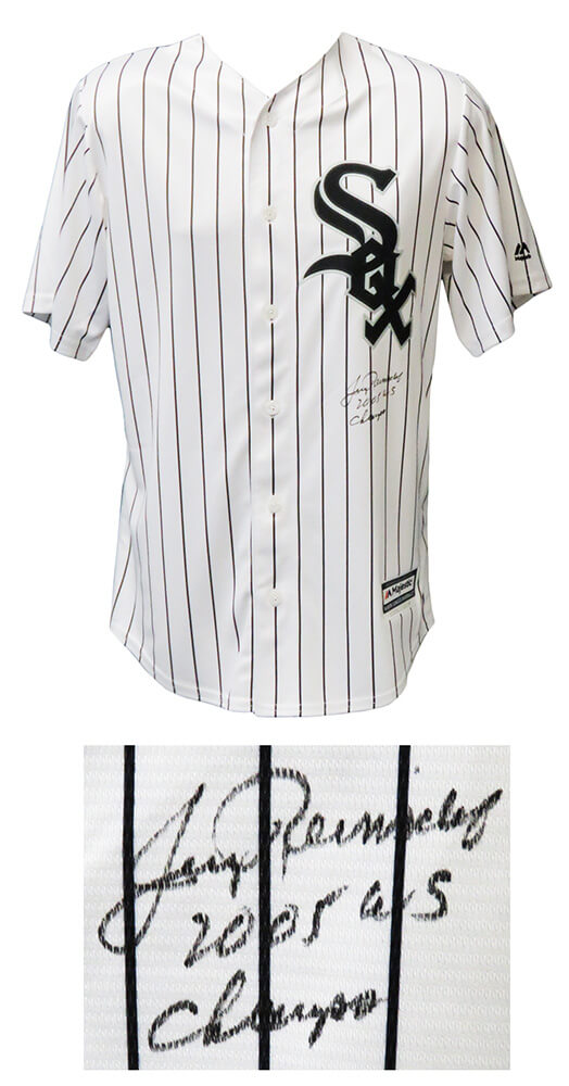 Jerry Reinsdorf Chicago White Sox Autographed Majestic Pinstripe Jersey-Powers Sports Memorabilia
