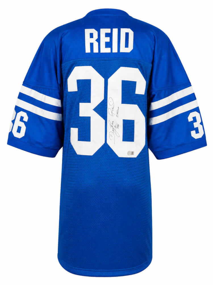 Dexter Reid Autographed Blue Custom Football Jersey w/ 2 Time-Powers Sports Memorabilia