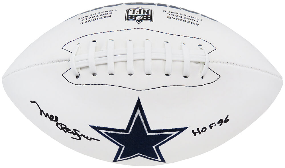 Mel Renfro Autographed Dallas Cowboys Wilson White Logo NFL Football with HOF'96-Powers Sports Memorabilia