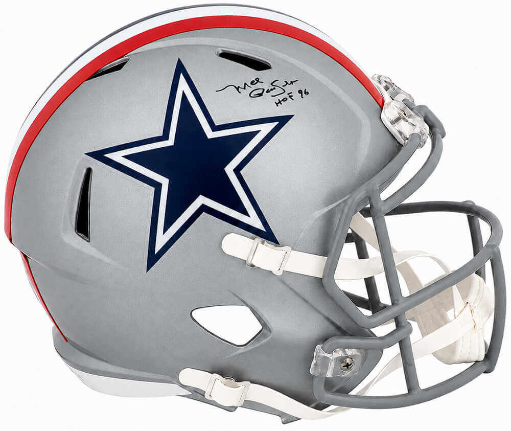 Mel Renfro Autographed Dallas Cowboys Throwback (1976 Style) Riddell Full Size Speed Replica Helmet with HOF'96-Powers Sports Memorabilia