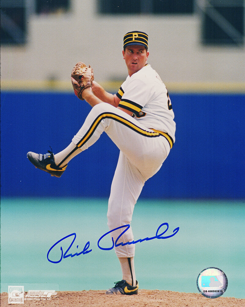 Rick Reuschel Autographed Pittsburgh Pirates Pitching Action 8x10 Photo-Powers Sports Memorabilia