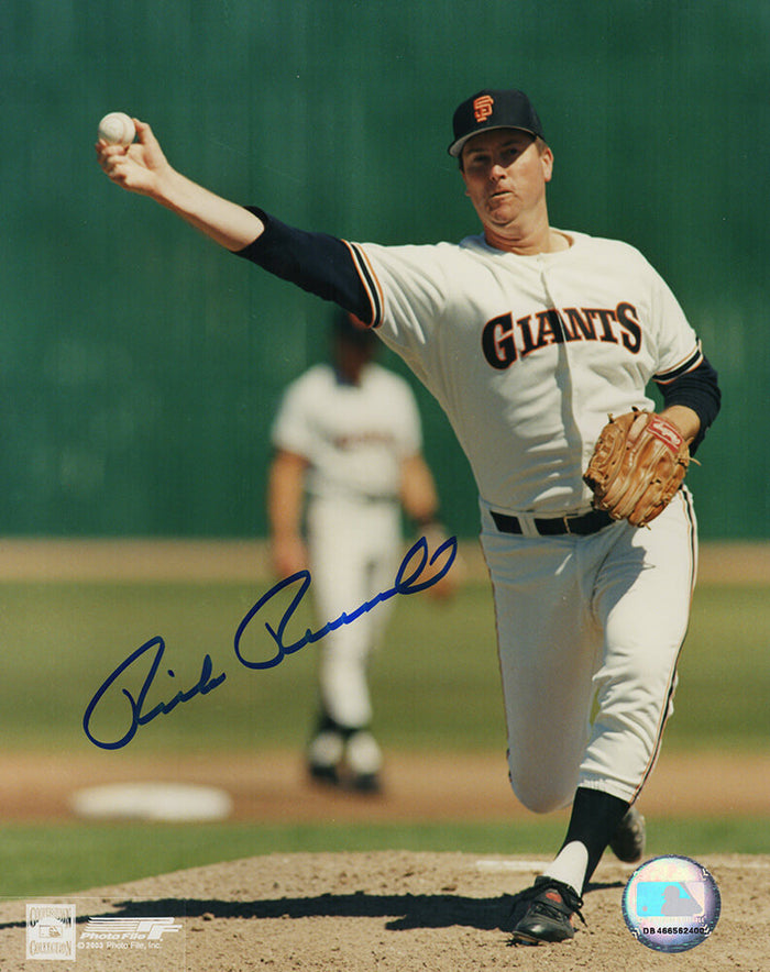 Rick Reuschel Autographed San Francisco Giants White Jersey Pitching Action 8x10 Photo-Powers Sports Memorabilia