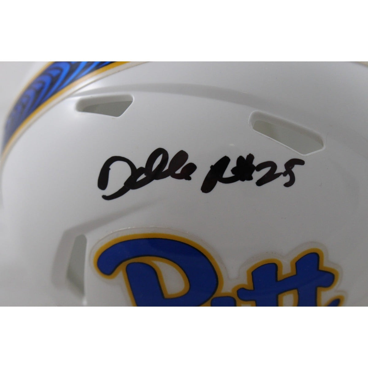 Darrelle Revis Signed Pittsburgh Panthers Mini Helmet – Beckett Witness Authenticated-Powers Sports Memorabilia