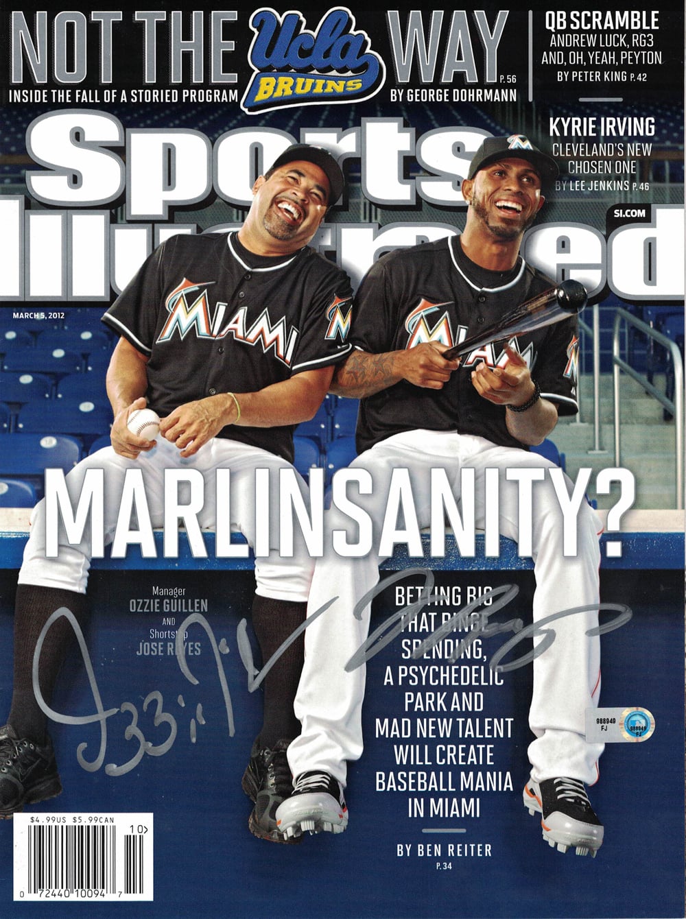 Ozzie Guillen & Jose Reyes Florida Marlins Signed Sports Illustrated Magazine-Powers Sports Memorabilia
