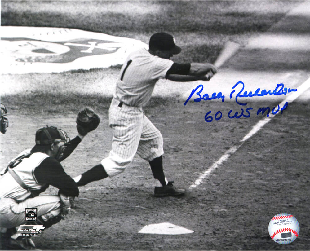 Bobby Richardson Autographed New York Yankees Batting B&W 8x10 Photo with 60 WS MVP-Powers Sports Memorabilia