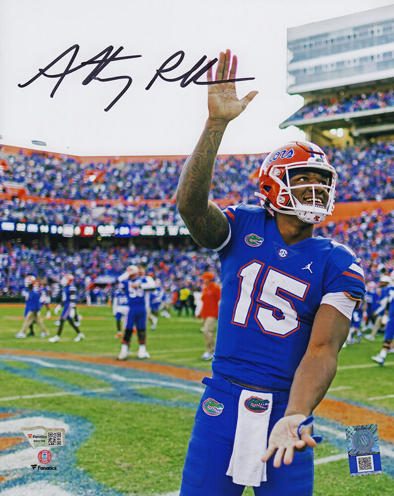 Anthony Richardson Autographed Florida Gators Blue Jersey Gator Chomp 8x10 Photo-Powers Sports Memorabilia