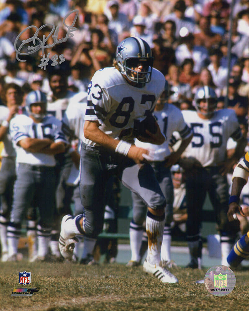 Golden Richards Autographed Dallas Cowboys White Jersey Running With Football 8x10 Photo-Powers Sports Memorabilia